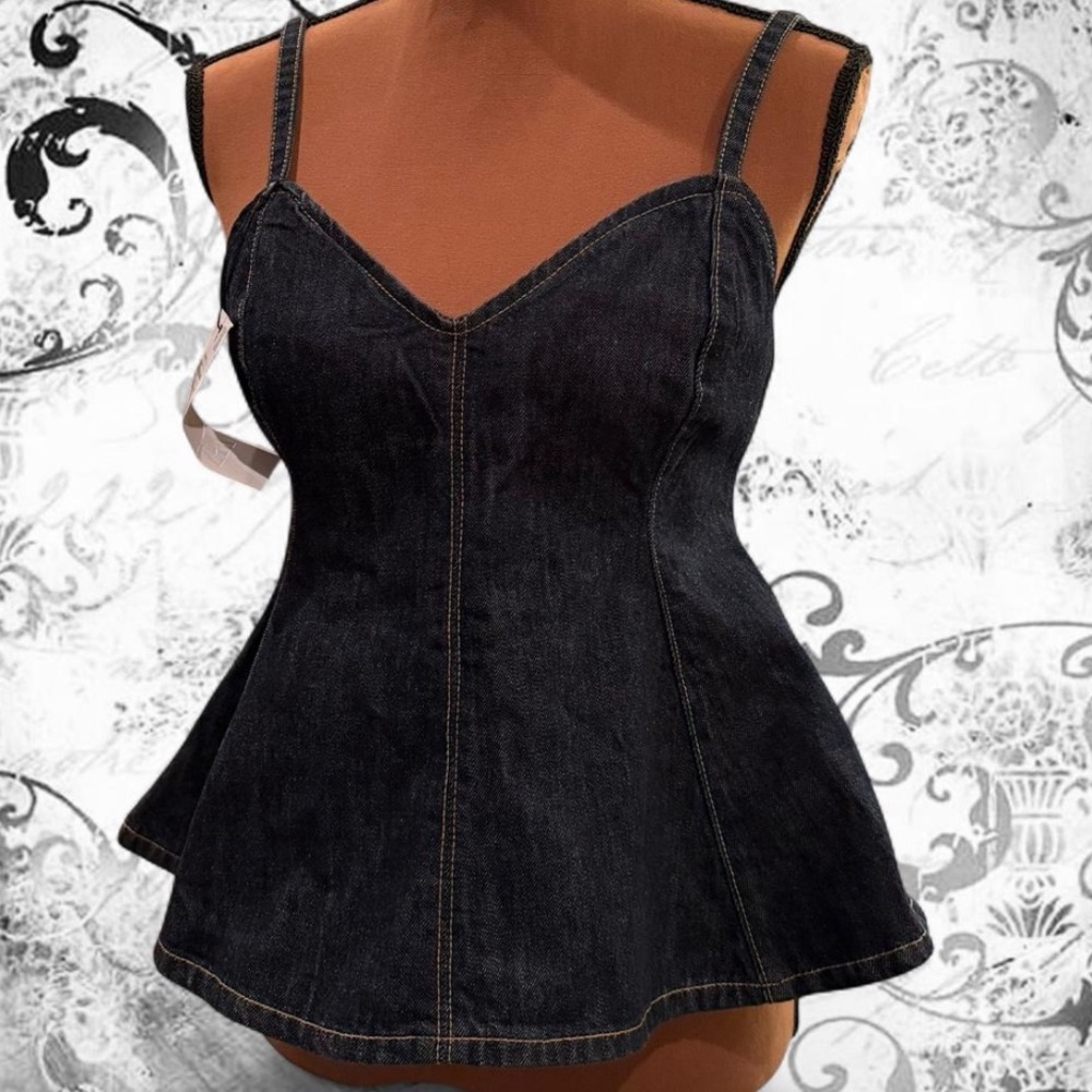 Zara Black Denim Camisole Top